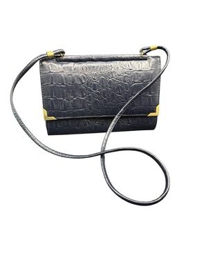 Vintage 1960 Crocodile Embossed Leather Gold Hardware Shoulder Purse Original